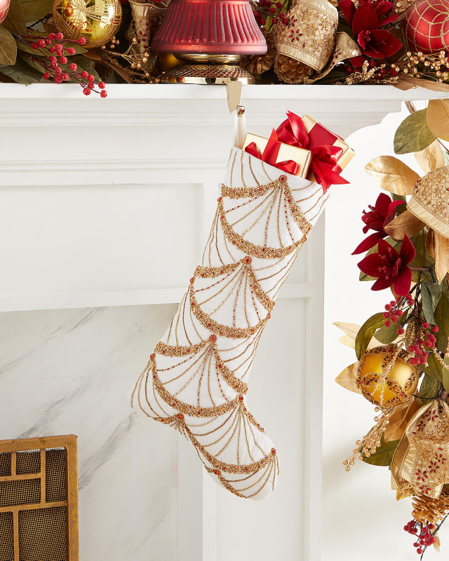 Beaded Fan Christmas Stocking